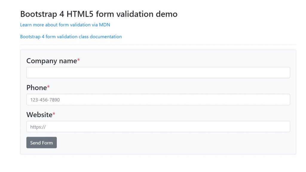 Form input validation examples