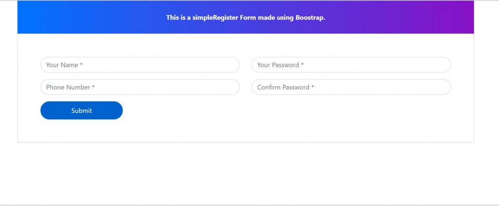 Bootstrap 4 Simple Registration Form 