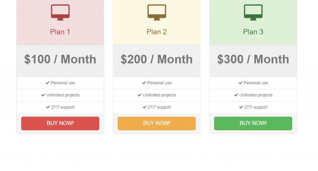 Price tables example