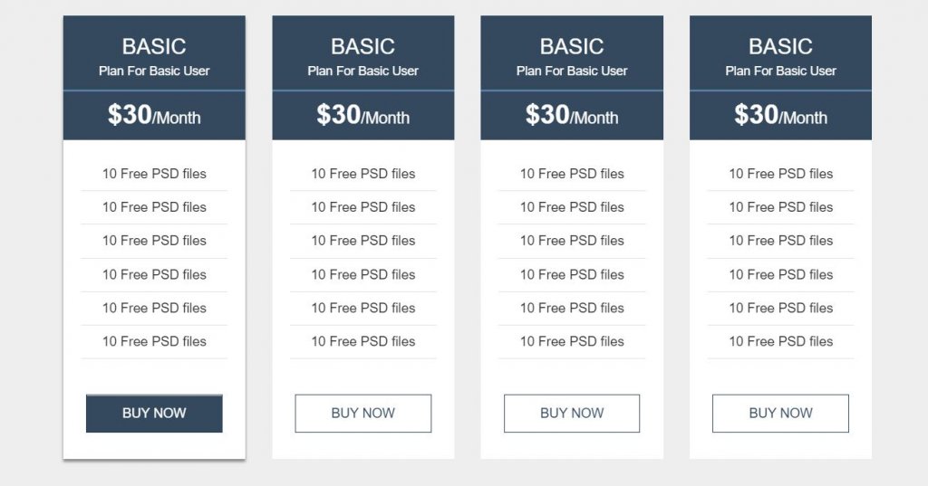 Bootstrap HTML CSS pricing table design