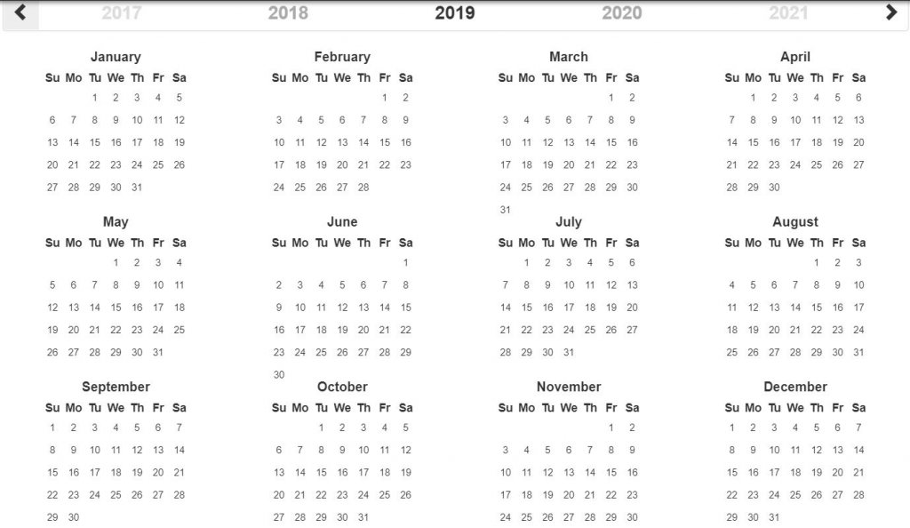 Bootstrap 4 calendar design