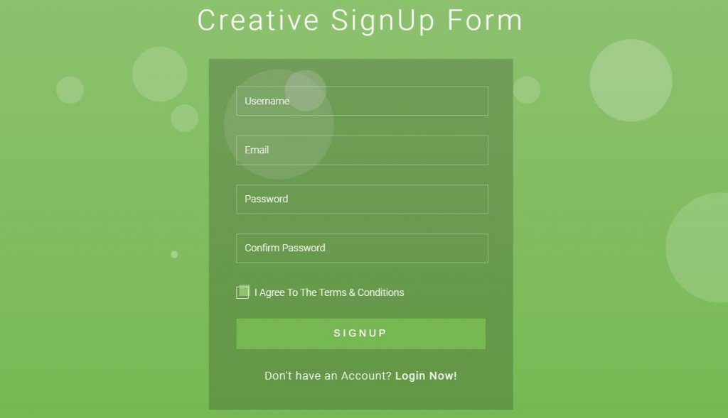 Creative Bootstrap registration form