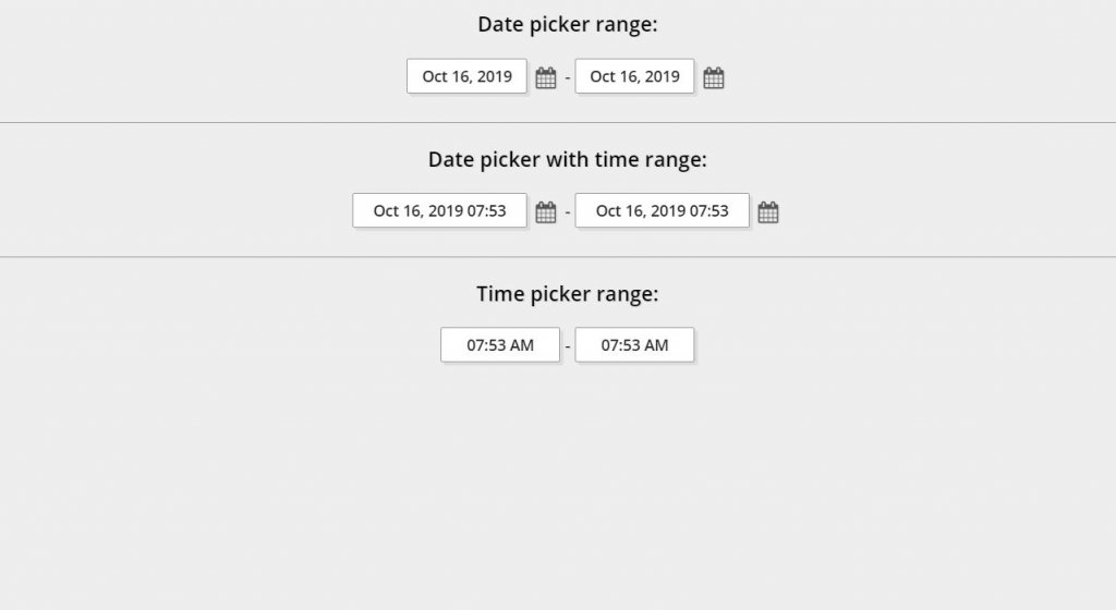 Date and Time picker examples