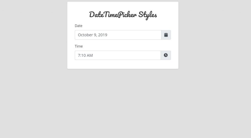 Bootstrap 4 date/Time picker code examples