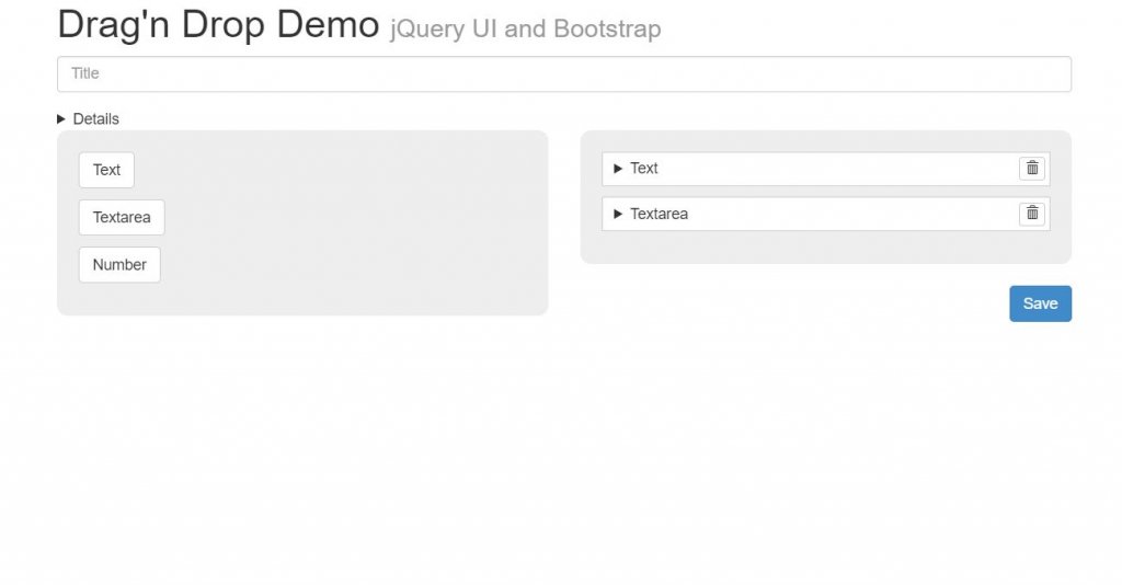 bootstrap drag drop example with jquery UI
