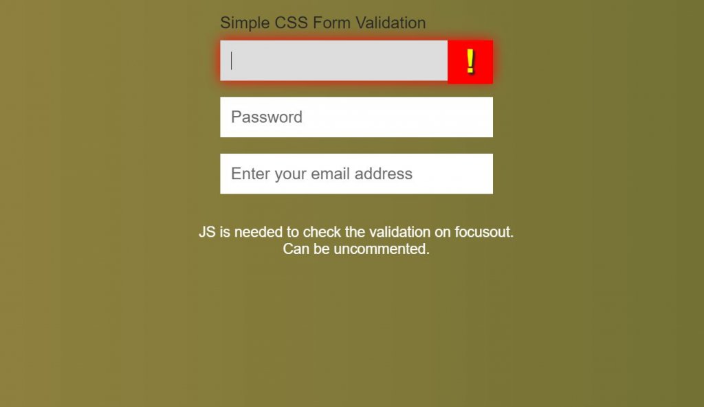 Form CSS Email Validation - No JS 