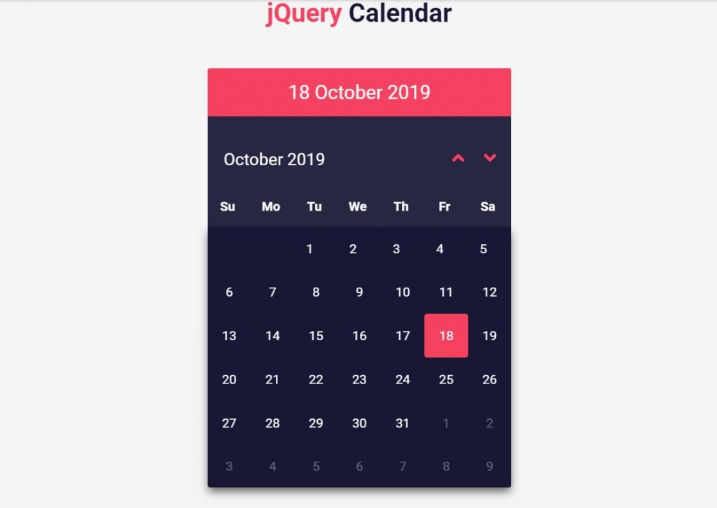 jquery calendar example