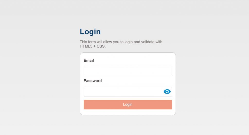 Login Form CSS Only Validation Examples 