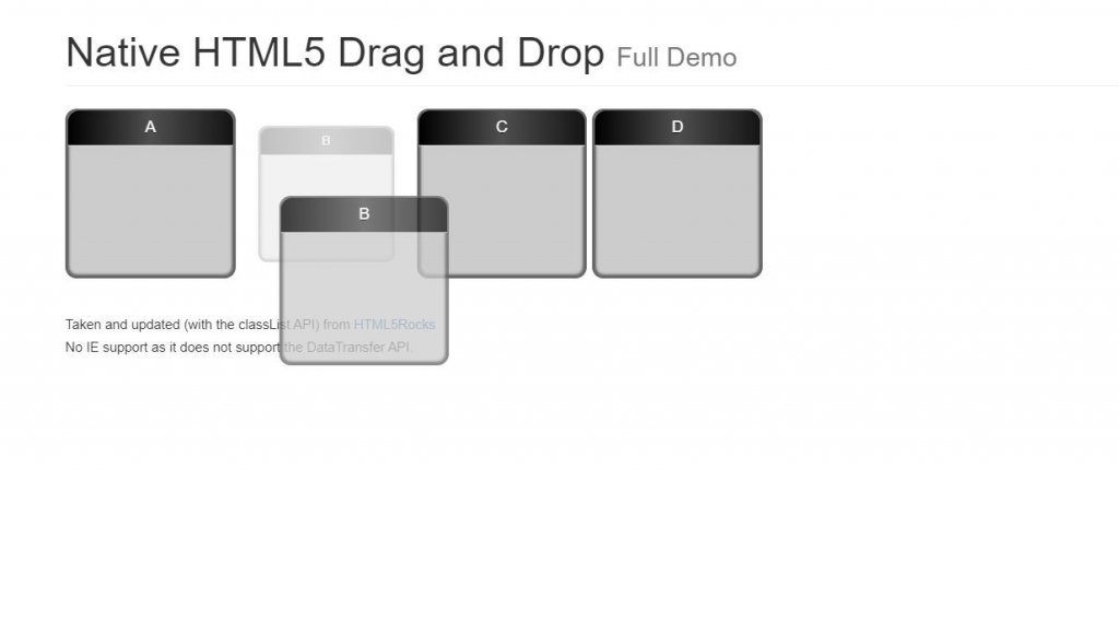 Native bootstrap drag drop example