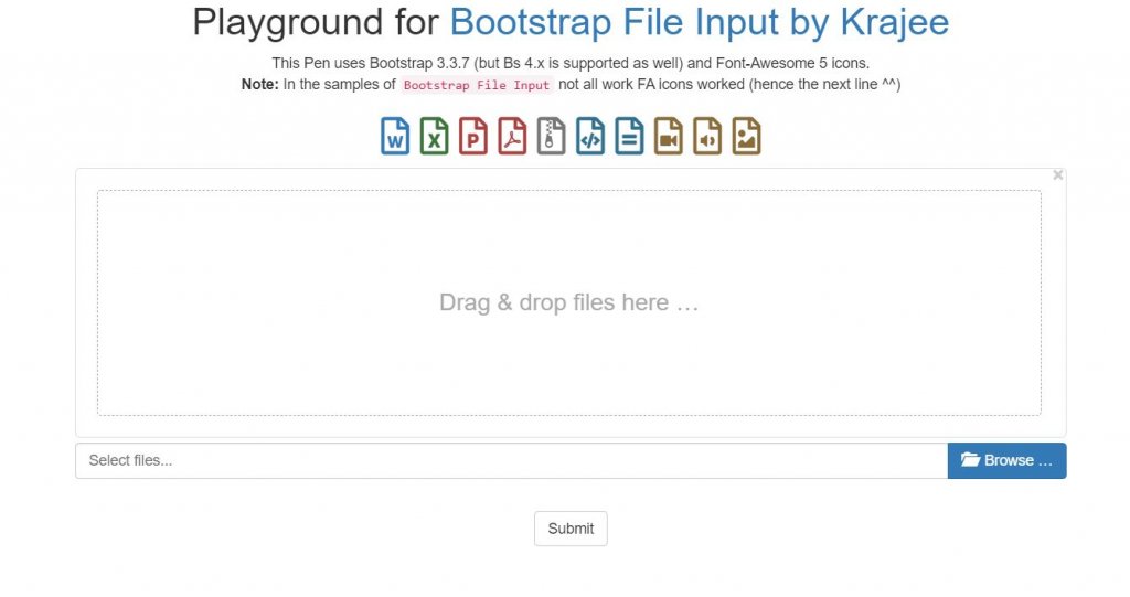 Playground for Bootstrap 4 File Upload Input Type examples