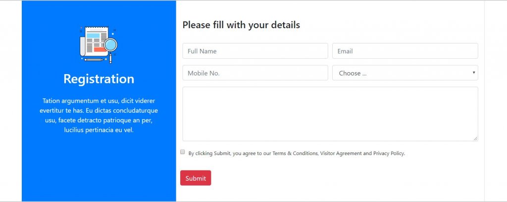 Bootstrap registration form template