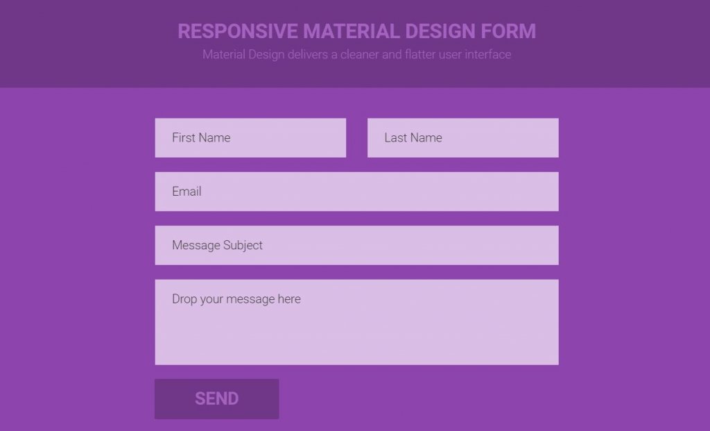 Responsive material design Bootstrap contact form 