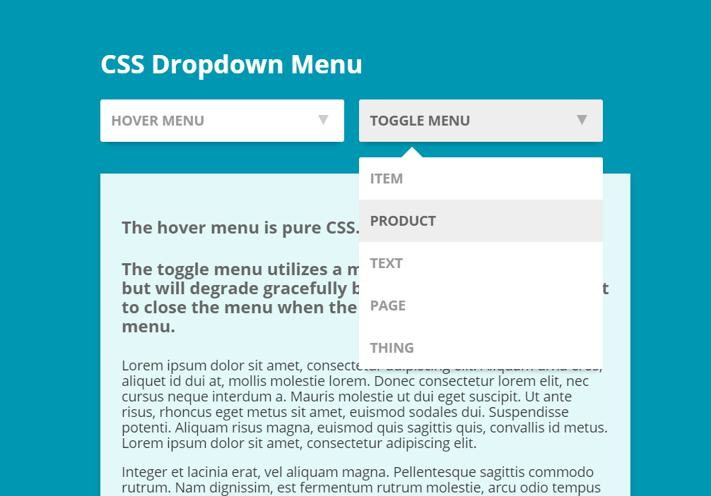 Dropdown Menu with JS and CSS Code 