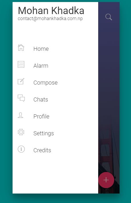 Amazing Flat design JavaScript mobile Nav menu example
