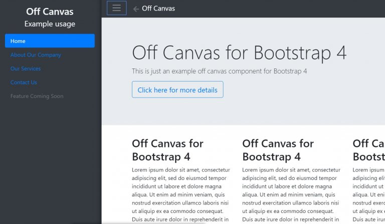 20+ Bootstrap Off Canvas Menu Design Examples - OnAirCode