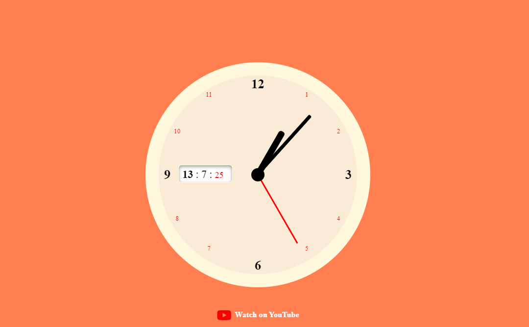 Online real time JavaScript/JS clock