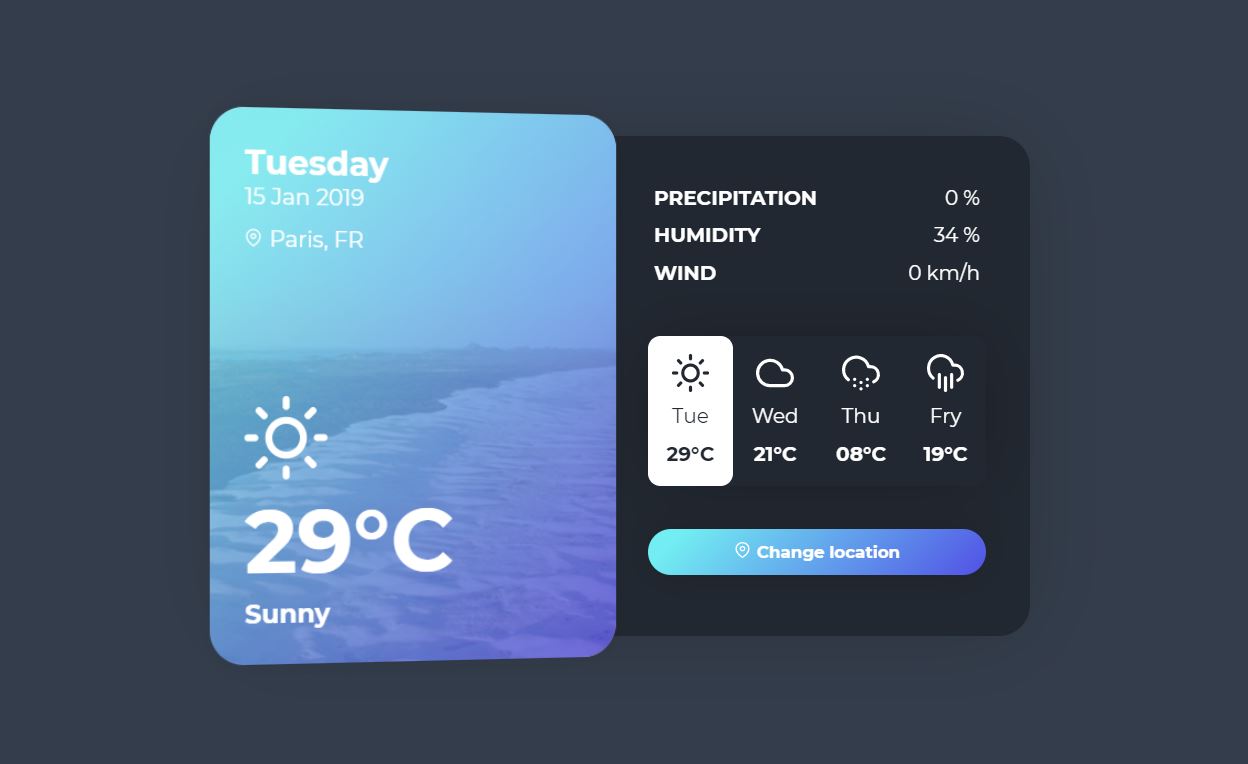 JavaScript Weather Widget Design Examples