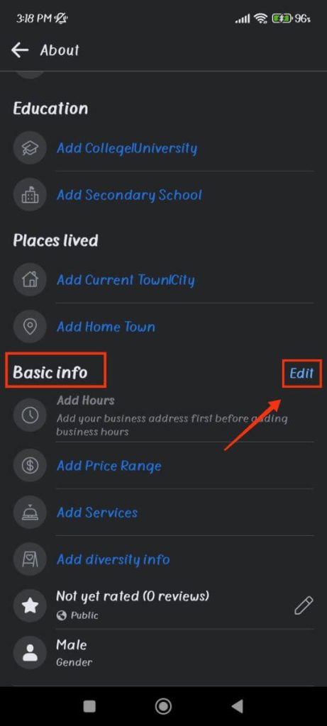 Edit the Basic info 