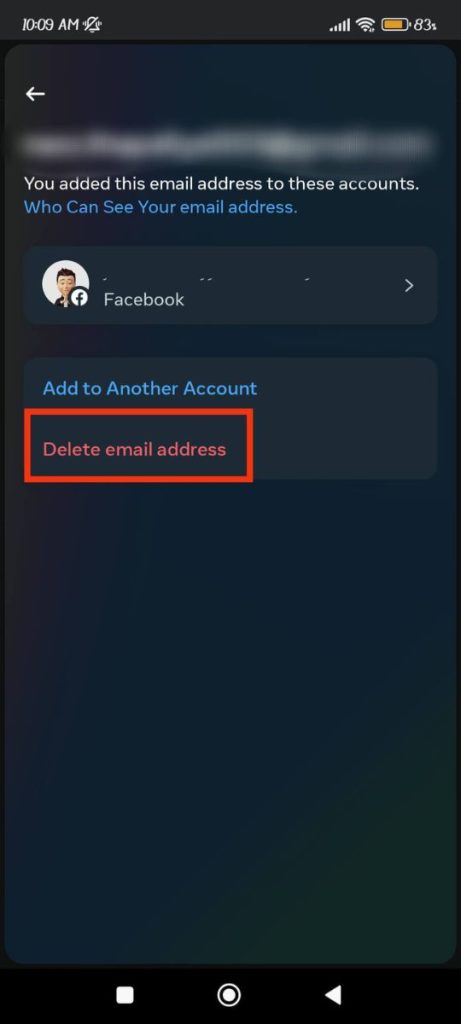 Delete email address 