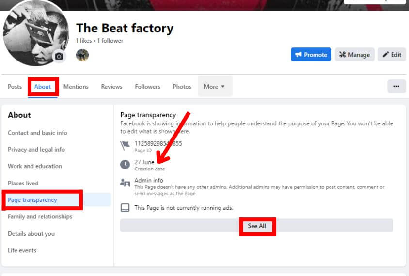 How To Check Facebook Page Creation Date in Desktop