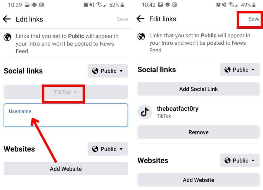 how to link tiktok video to facebook