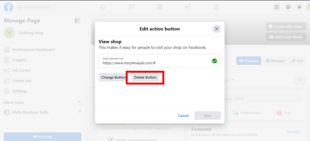 add shop now button to facebook page