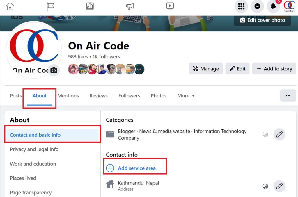 How To Add Service Area On Facebook Page - OnAirCode