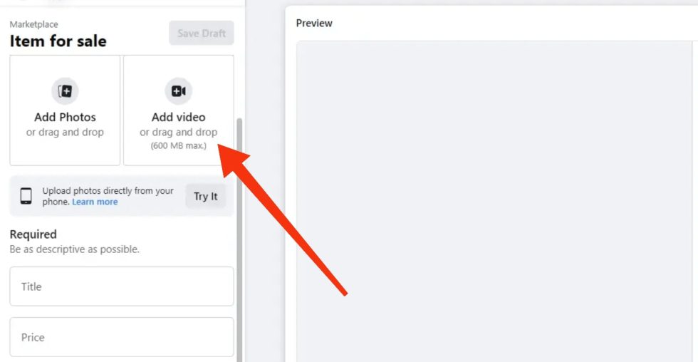 how to add video to fb marketplace