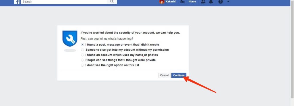 Report hacked Facebook business page 