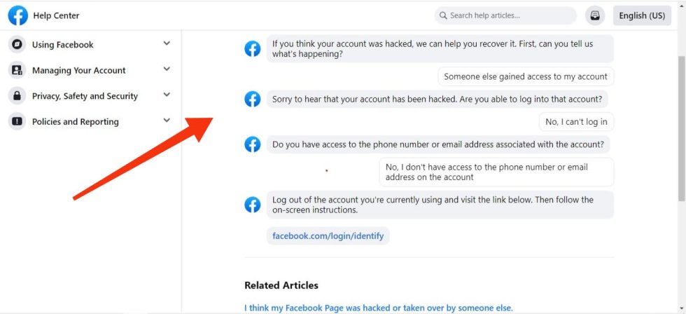 facebook report page hacked